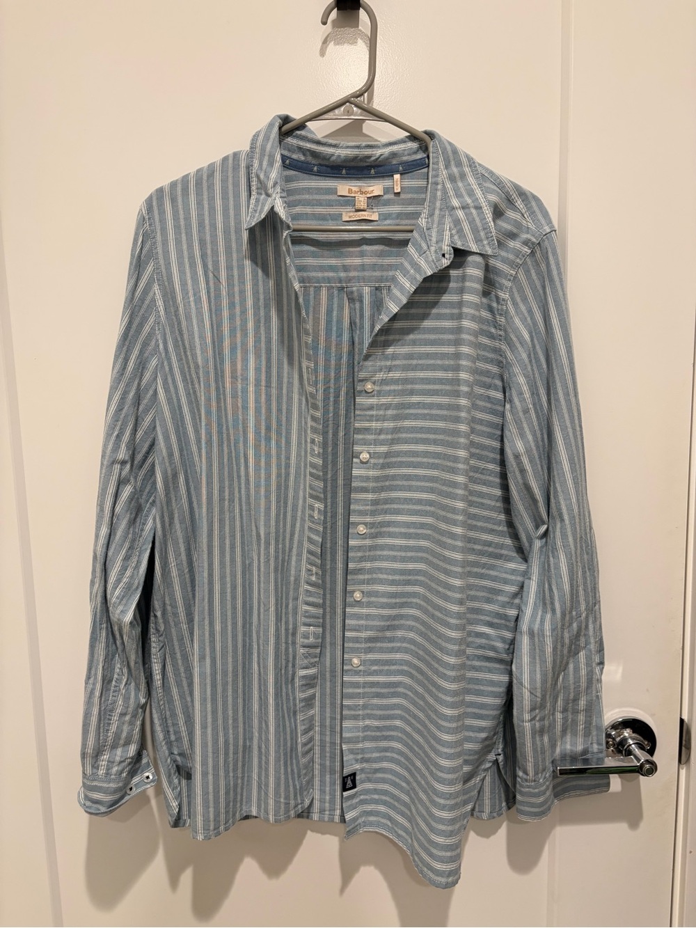 Barbour Light Blue Striped Men's Button-Up Shirt
